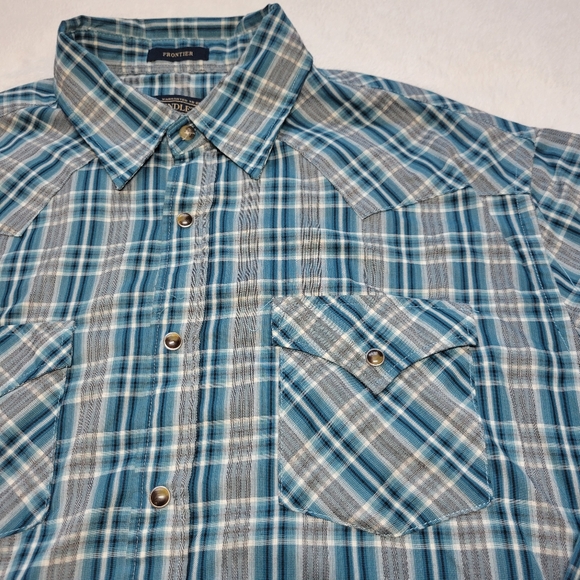 Pendleton Shirt Mens XL Plaid Pearl Snap Long Sleeve Western Blue Button Up - Picture 2 of 7